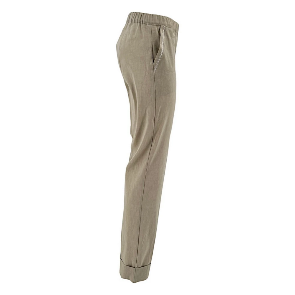 D.Exterior Linnen broek met Lurex-details Beige Dames