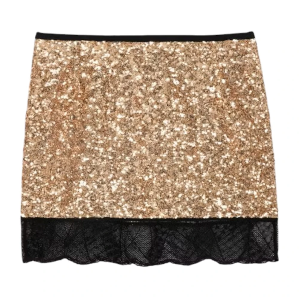 Zadig & Voltaire Gouden Paillet Minirok Yellow Dames