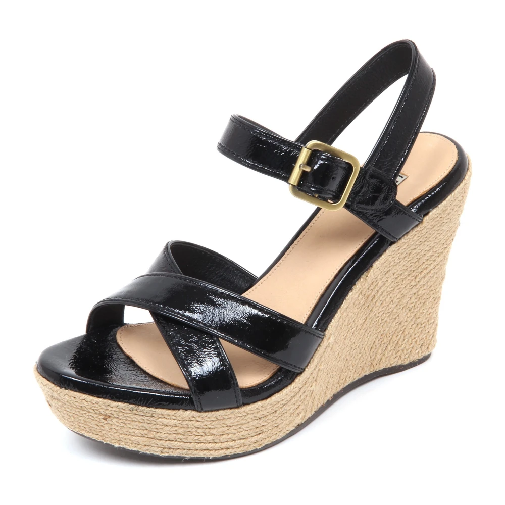 Ugg Black Wedges, Female, 8 Uk, W Jackilyn Wedge Sandal Shoe