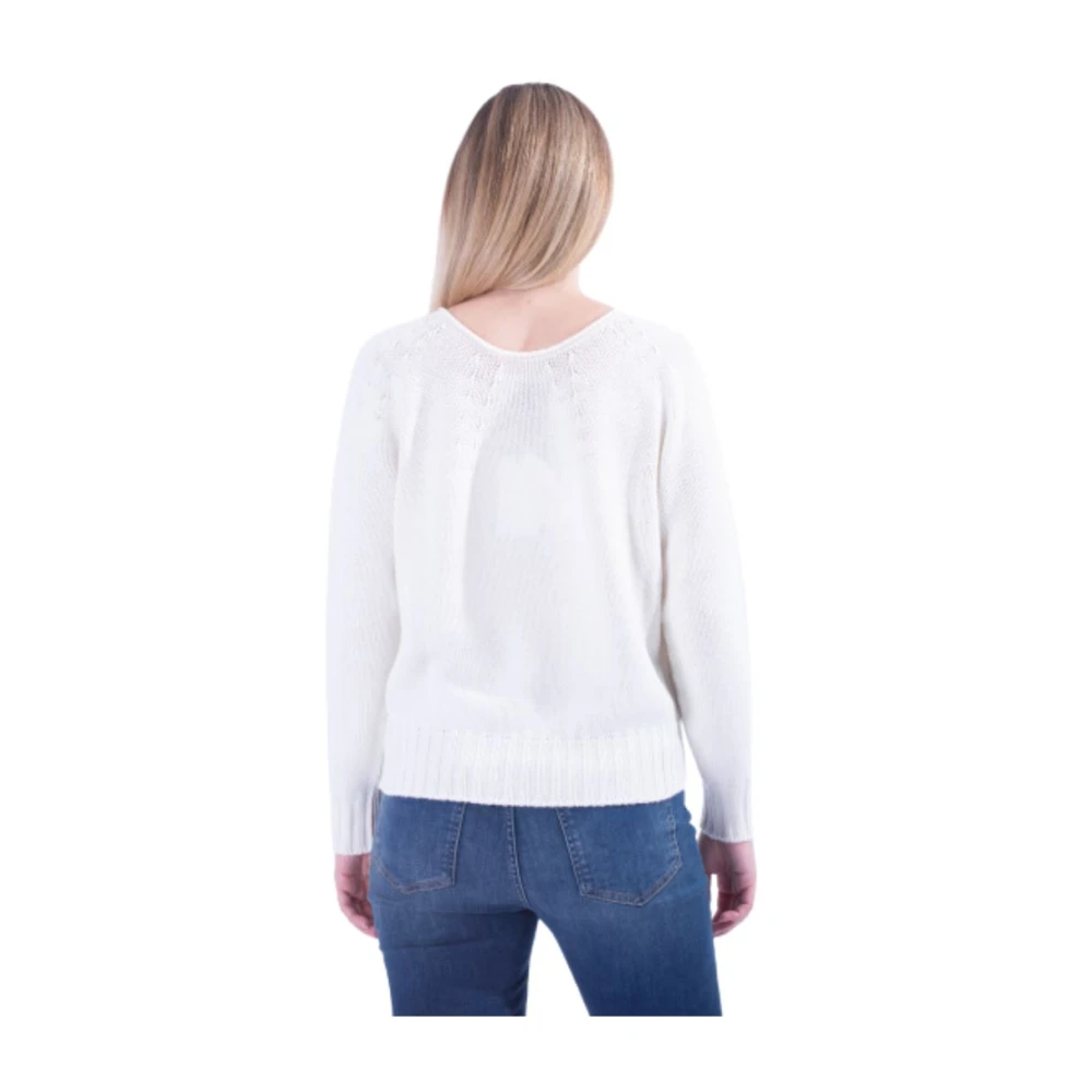 Liviana Conti Wijde Ronde Hals Merinowollen Trui White Dames