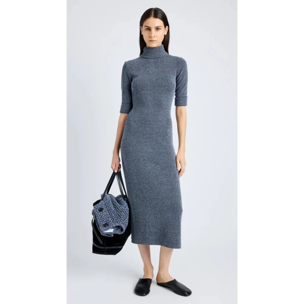 Proenza Schouler Boucle Rib Cerine Jurk met Turtleneck Gray Dames
