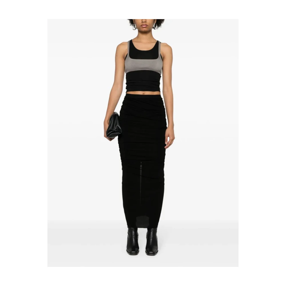 Rick Owens Zwarte Rok met Gedrapeerd Effect en Elastische Tailleband Black Dames