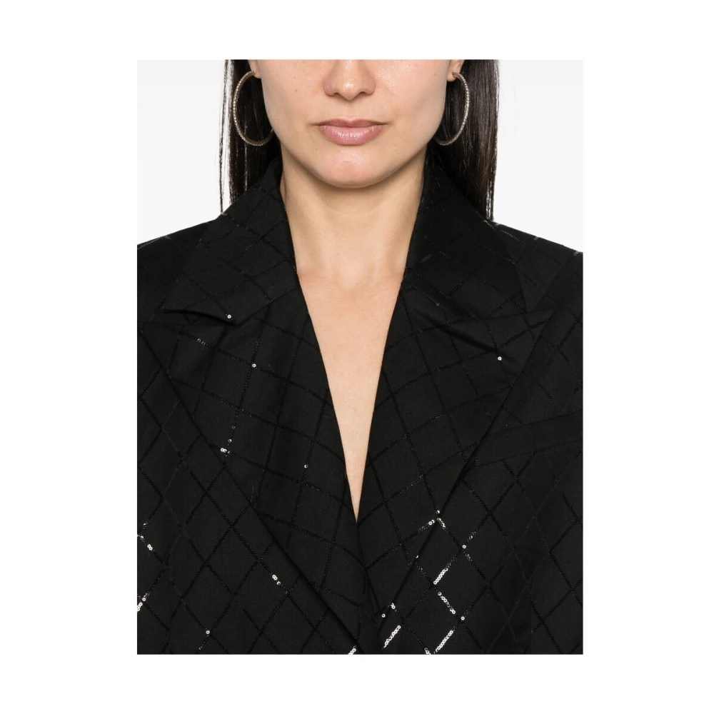 Rotate Birger Christensen Oversized Jas met Pailletten Black Dames