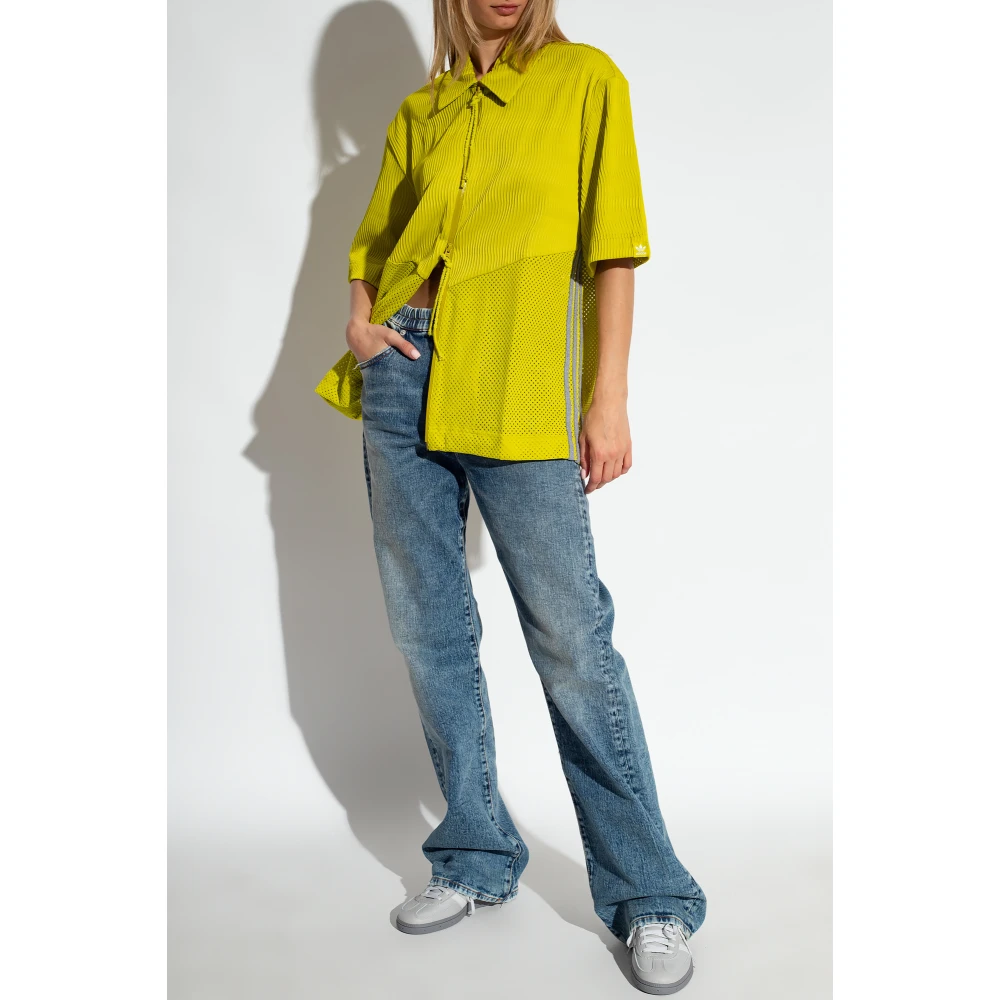 adidas Originals Groene Geplooide Shirt met Tweewegsrits Green Dames