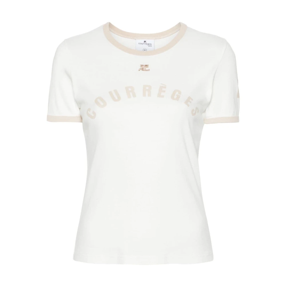 Courrèges Contrast Bedrukt T-Shirt White Dames