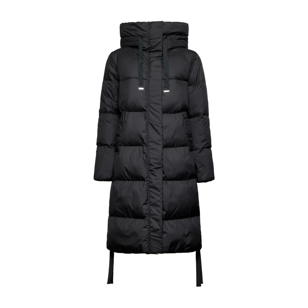 Silvian Heach Vrouw Zwart Jassen Dames, Xl, Nylon, Technische Donsjas Met Capuchon En Trekkoord