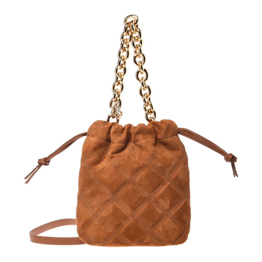 Baldinini Women's Brown Quilted Suede Bucket Bag - Bucket Bags - One Size - Bags