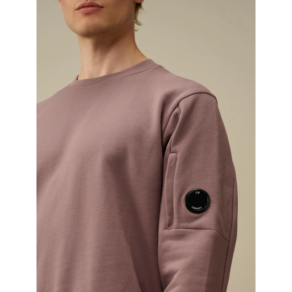 C.P. Company Diagonal Raised Fleece Crew Neck Sweatshirt Pink Heren