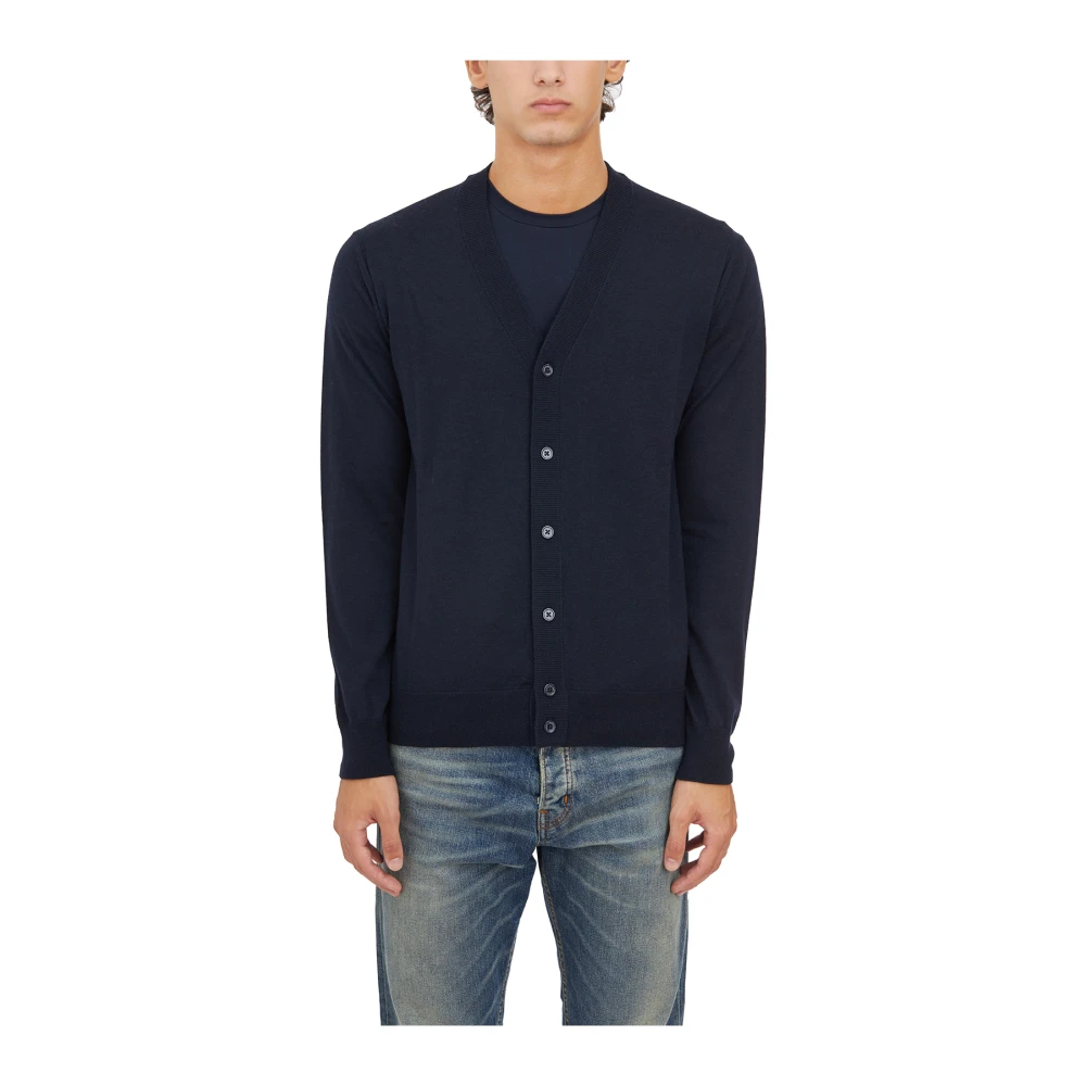 Paolo Pecora Men's Blue Pure Wool Cardigan - Cardigans - 2XL - Knitwear