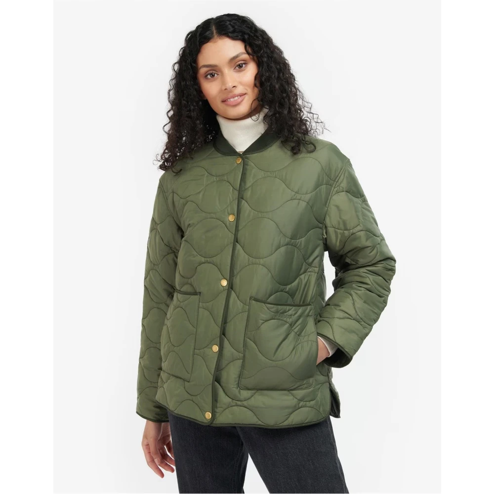 Barbour Gewatteerde olijfjack met logo Green Dames