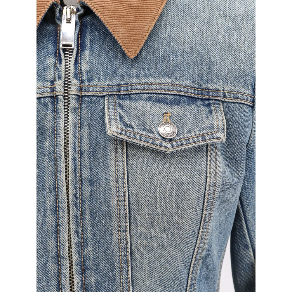 alexander mcqueen Denim jack met volant en rits Blue Dames