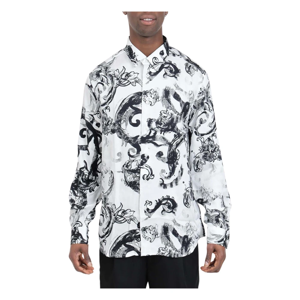 Versace Jeans Couture Viscose Shirt Modieus Stijlvol White Heren
