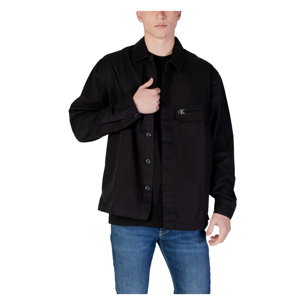 Calvin Klein Jeans Geregenereerd Katoenen Overhemd met Lange Mouwen Black Heren