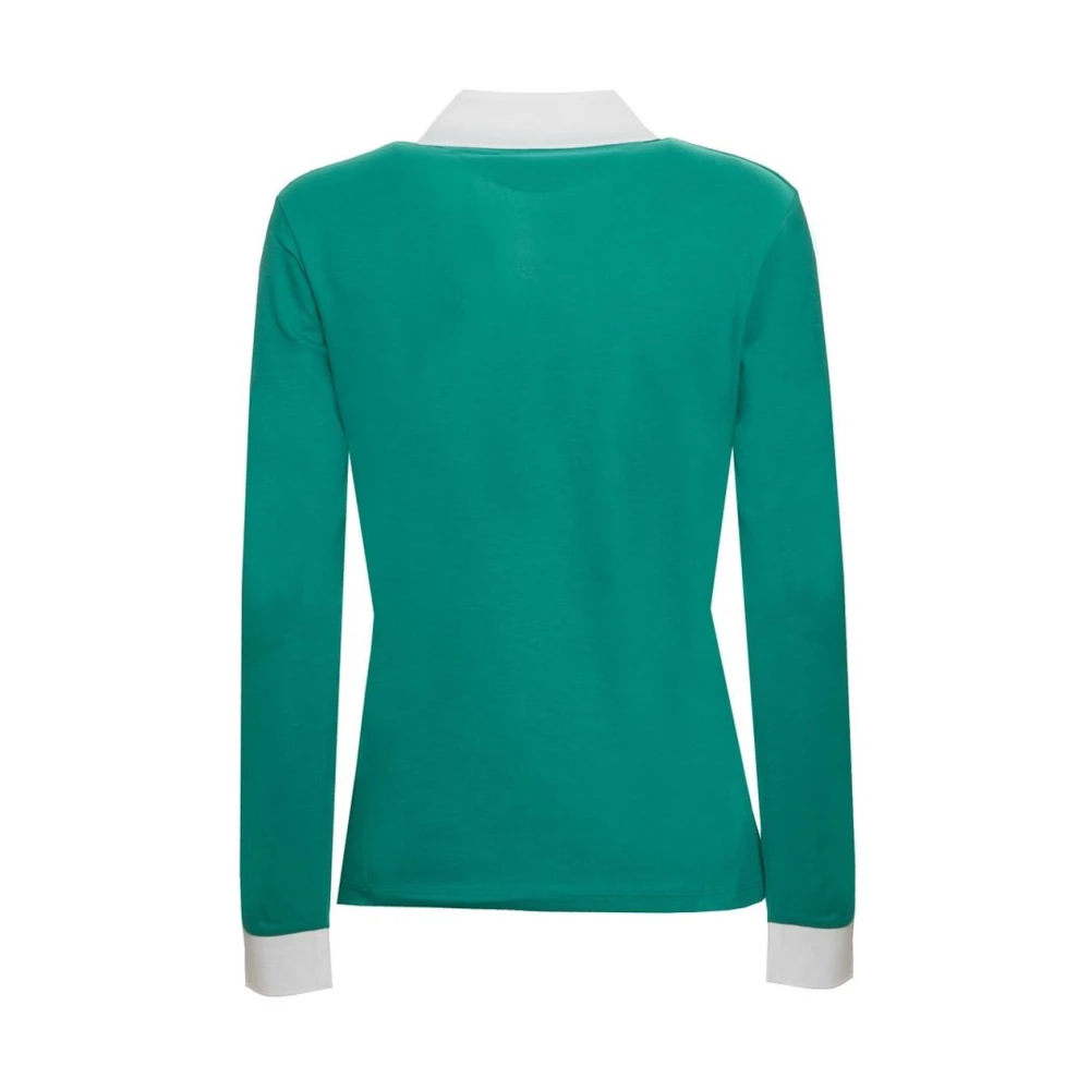 Harmont & Blaine Lange mouw polo shirt klassieke pasvorm Green Dames