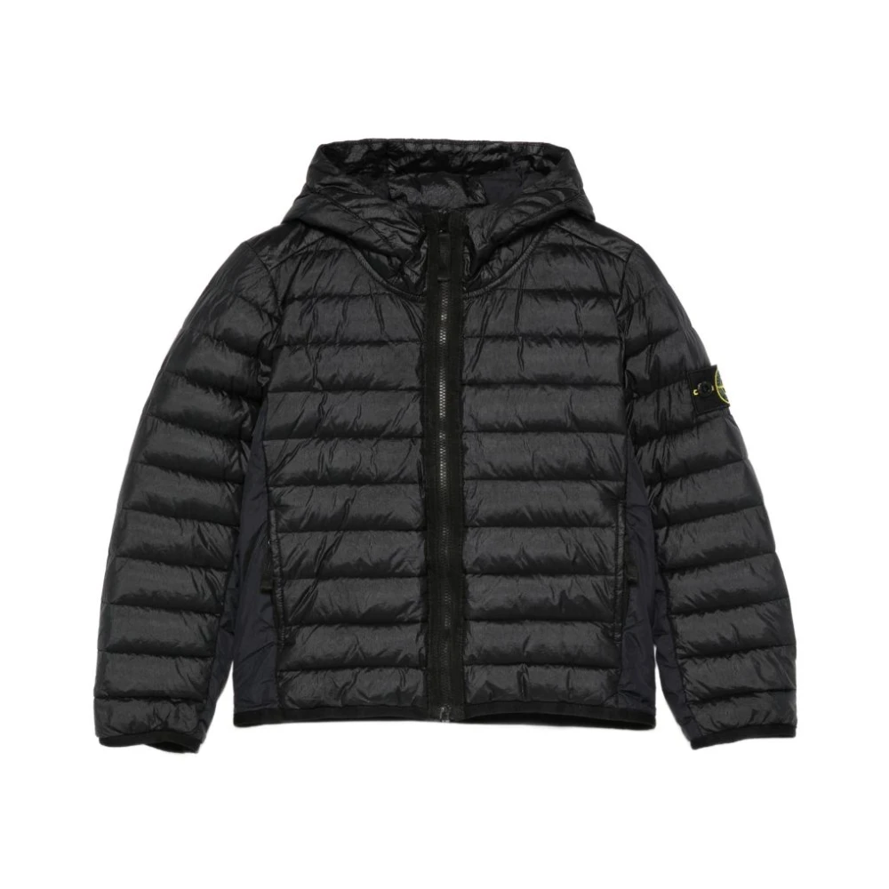 Stone Island Blue Winter Jackets, Male, 8 Y, Padded Jacket With Hood