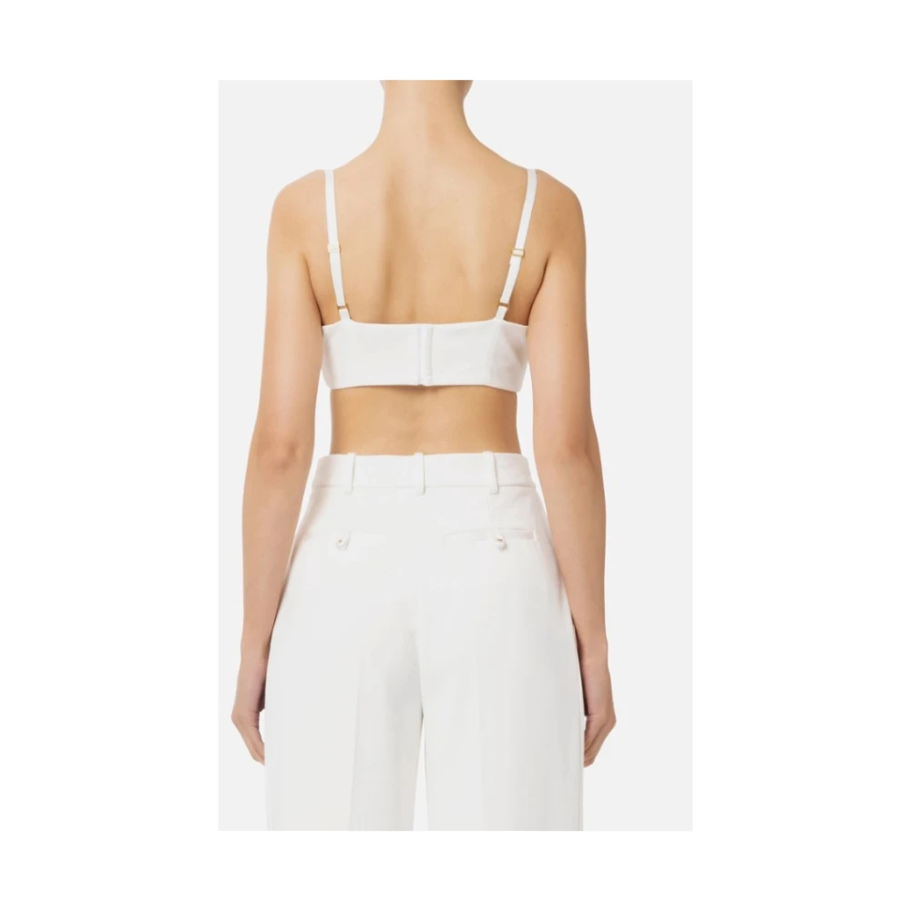 Elisabetta Franchi Satijnen Strikken Lichtgewicht Crepe Top White Dames