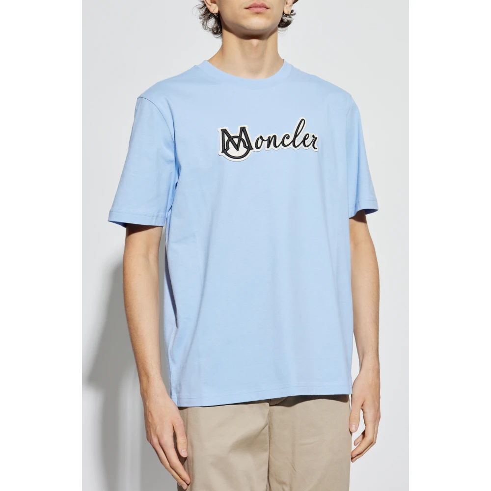 Moncler T-shirt met logo Blue Heren
