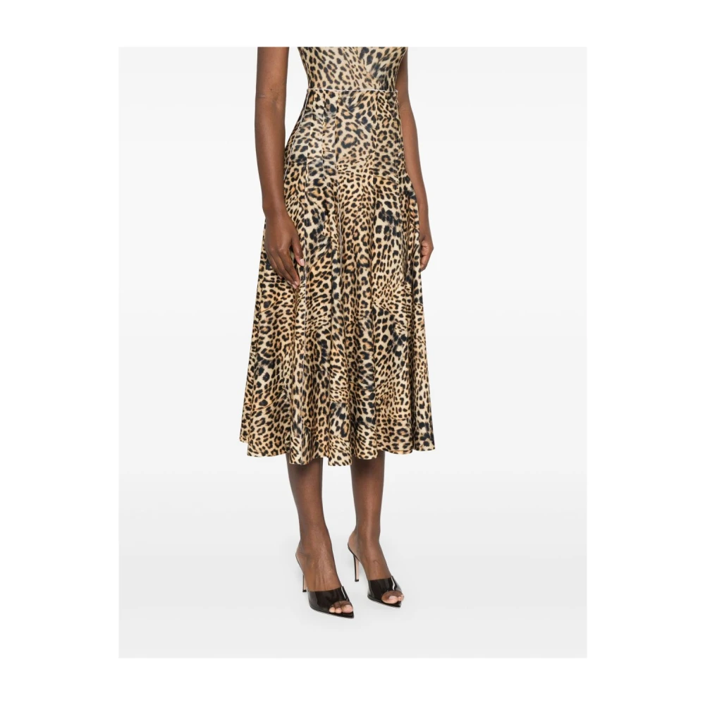 Norma Kamali Grace Rok Karamelbruin Luipaardprint Brown Dames