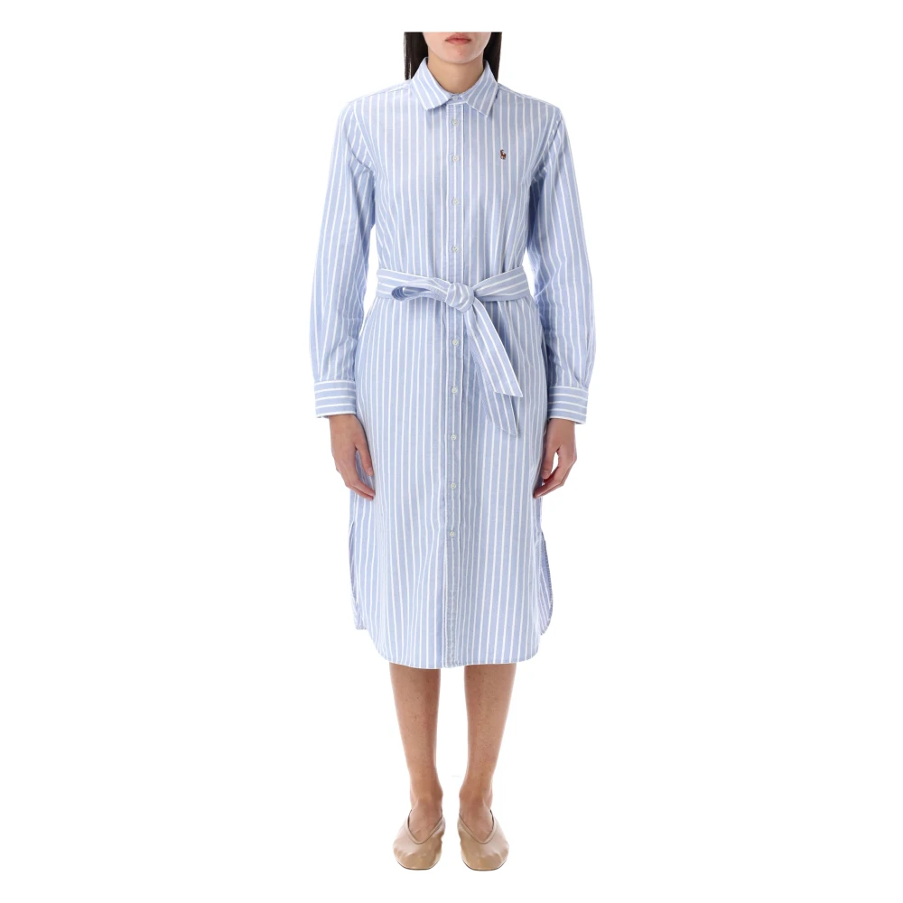 Ralph Lauren Oxford overhemdjurk met riem Blue Dames