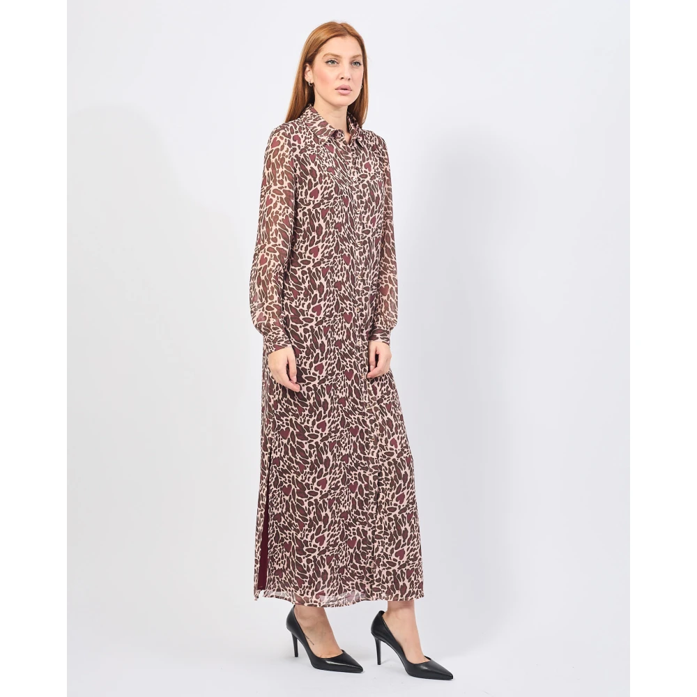 Fracomina Dierenprint Lange Overhemdjurk Multicolor Dames