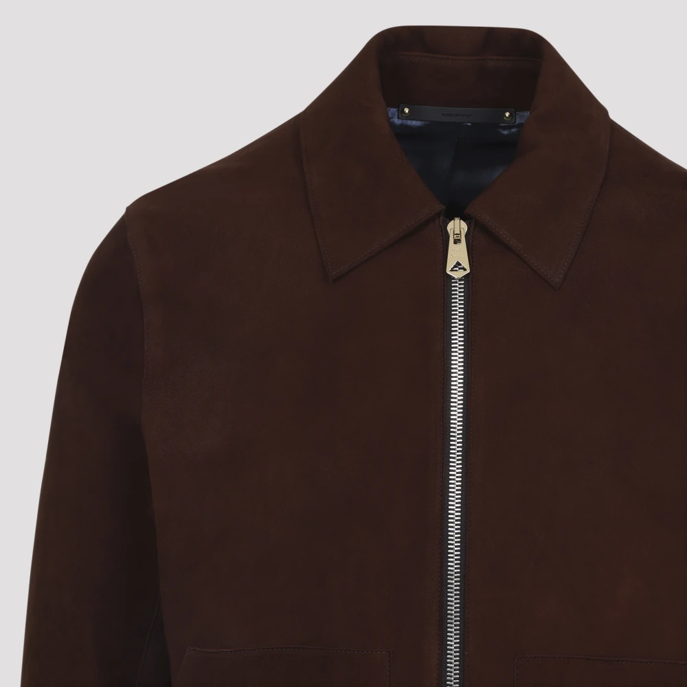 PS By Paul Smith Bruine Leren Jas Regular Fit Brown Heren