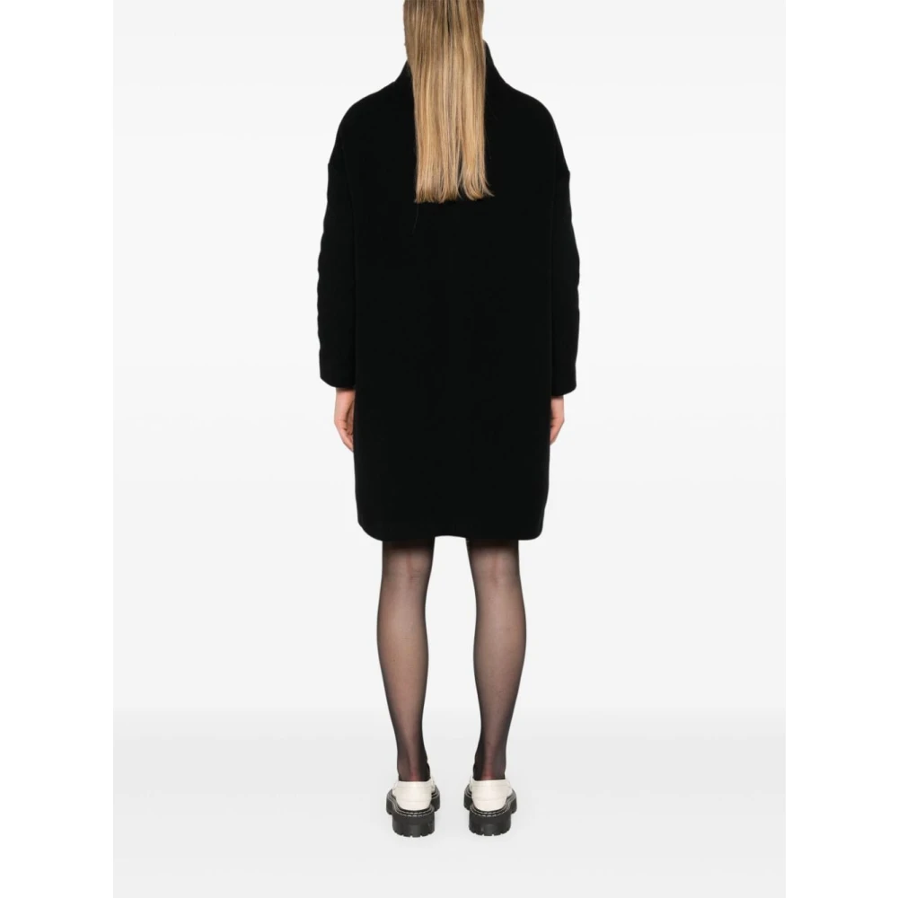Herno Lange Gewatteerde Wollen Jas Black Dames