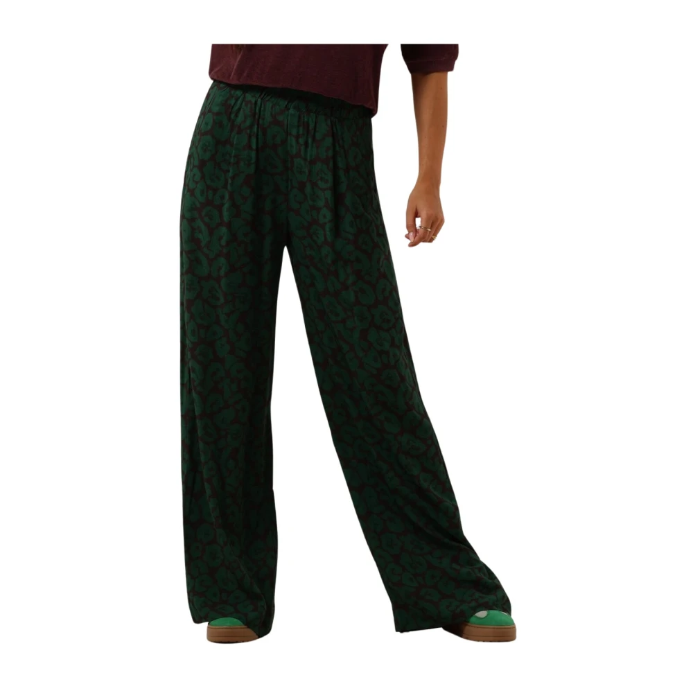 By-Bar Gestippelde Wijde Broek Green Dames