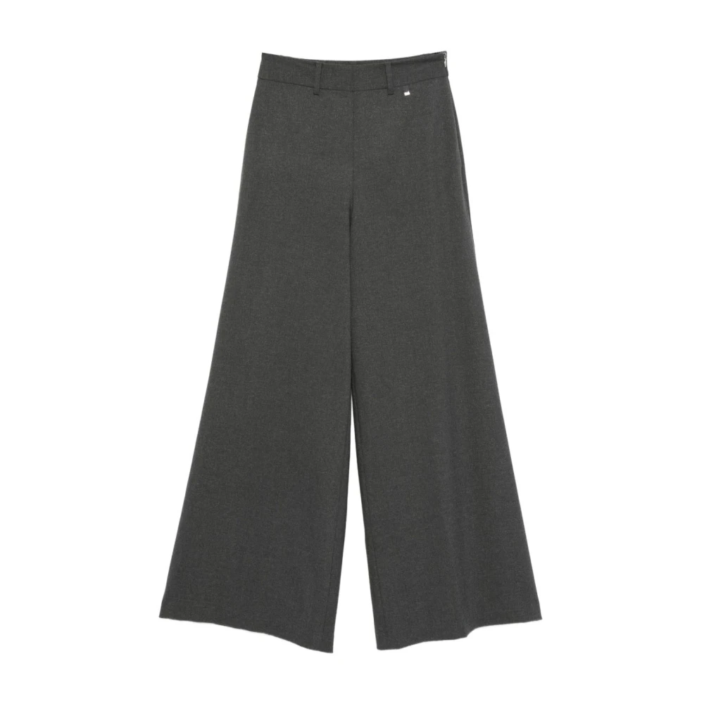 Herno Women's Gray Wide Trousers, S, Resort Trousers