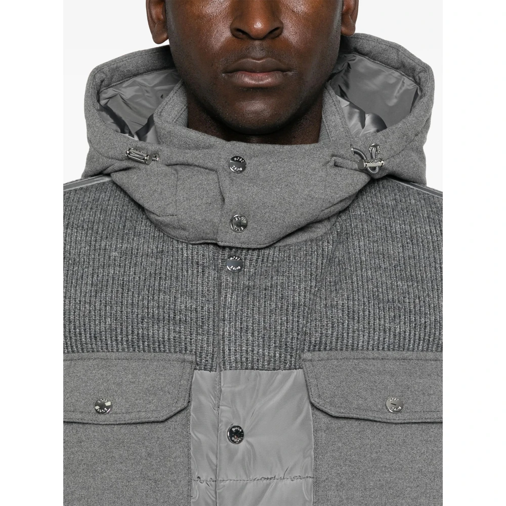 Hugo Boss Gewatteerde jas met capuchon en rits Gray Heren