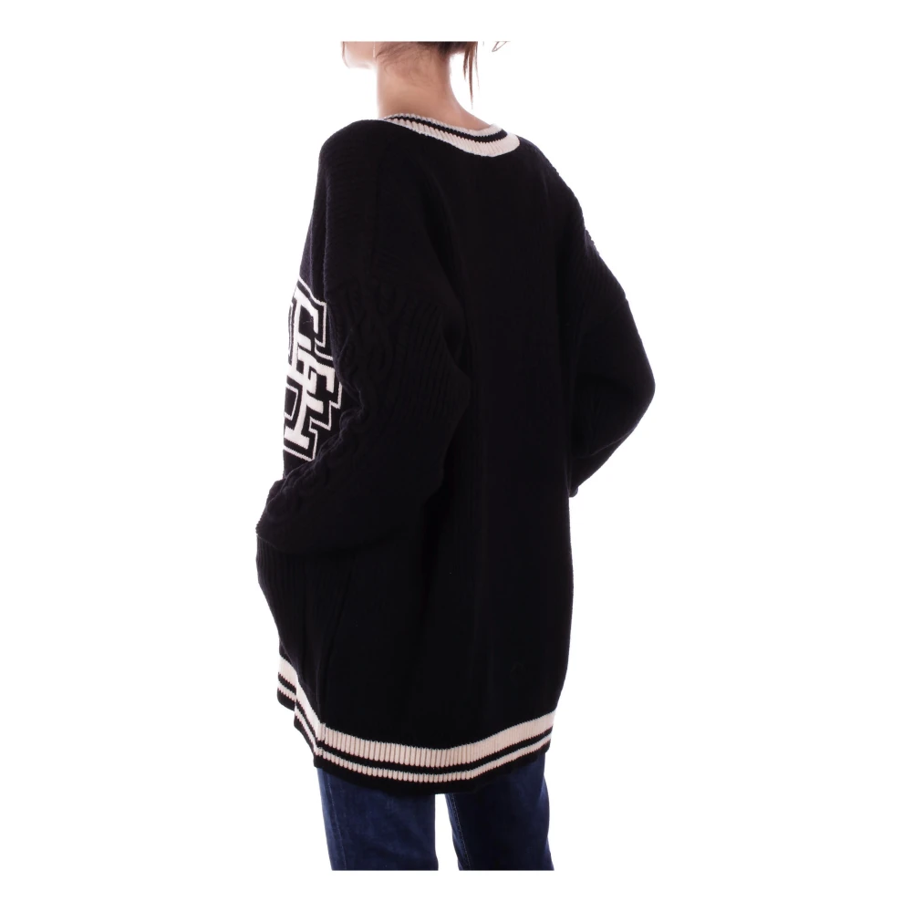 Elisabetta Franchi Front Logo Cardigan Sweaters Black Dames