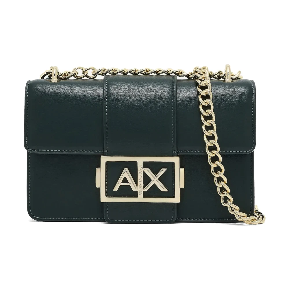 Armani Exchange Donna Verde Borsa A Spalla Con Logo In Metallo