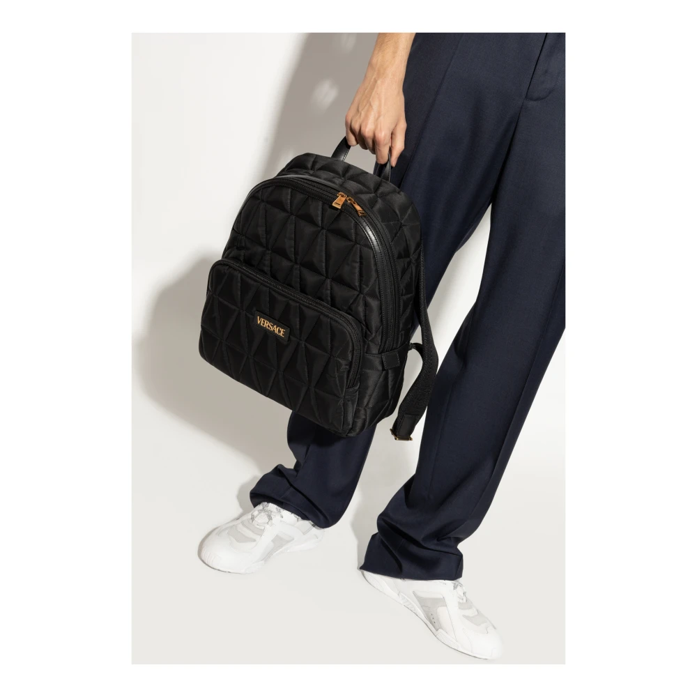 Versace Rugzak met logopatch Black Heren