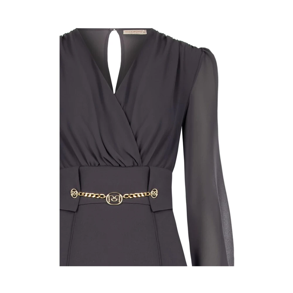 RINASCIMENTO Georgette Sheath Jurk met Scuba Crepe Rok Gray Dames