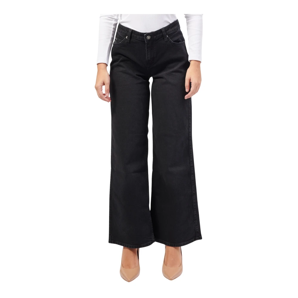 Guess Zwarte Wide Leg Jeans Vintage Wassing Black Dames