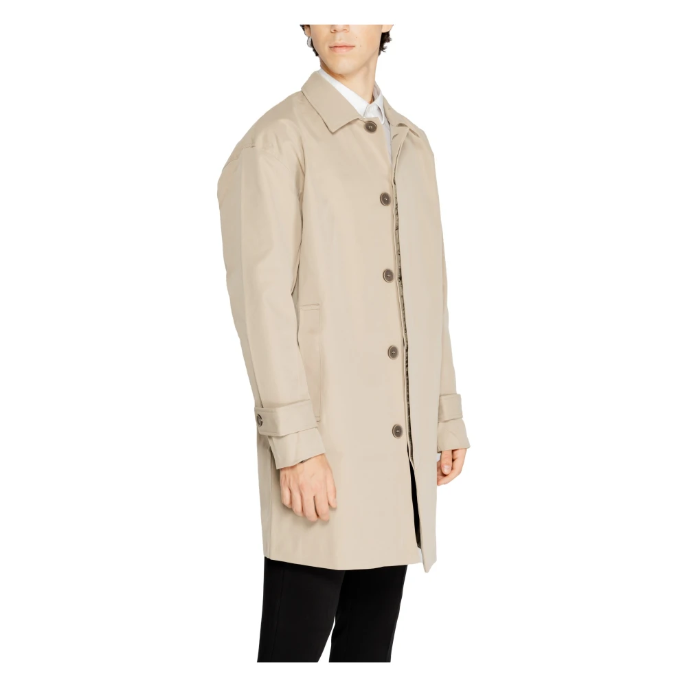 Only & Sons Beige Geknoopte Winterjas Mannen Beige Heren
