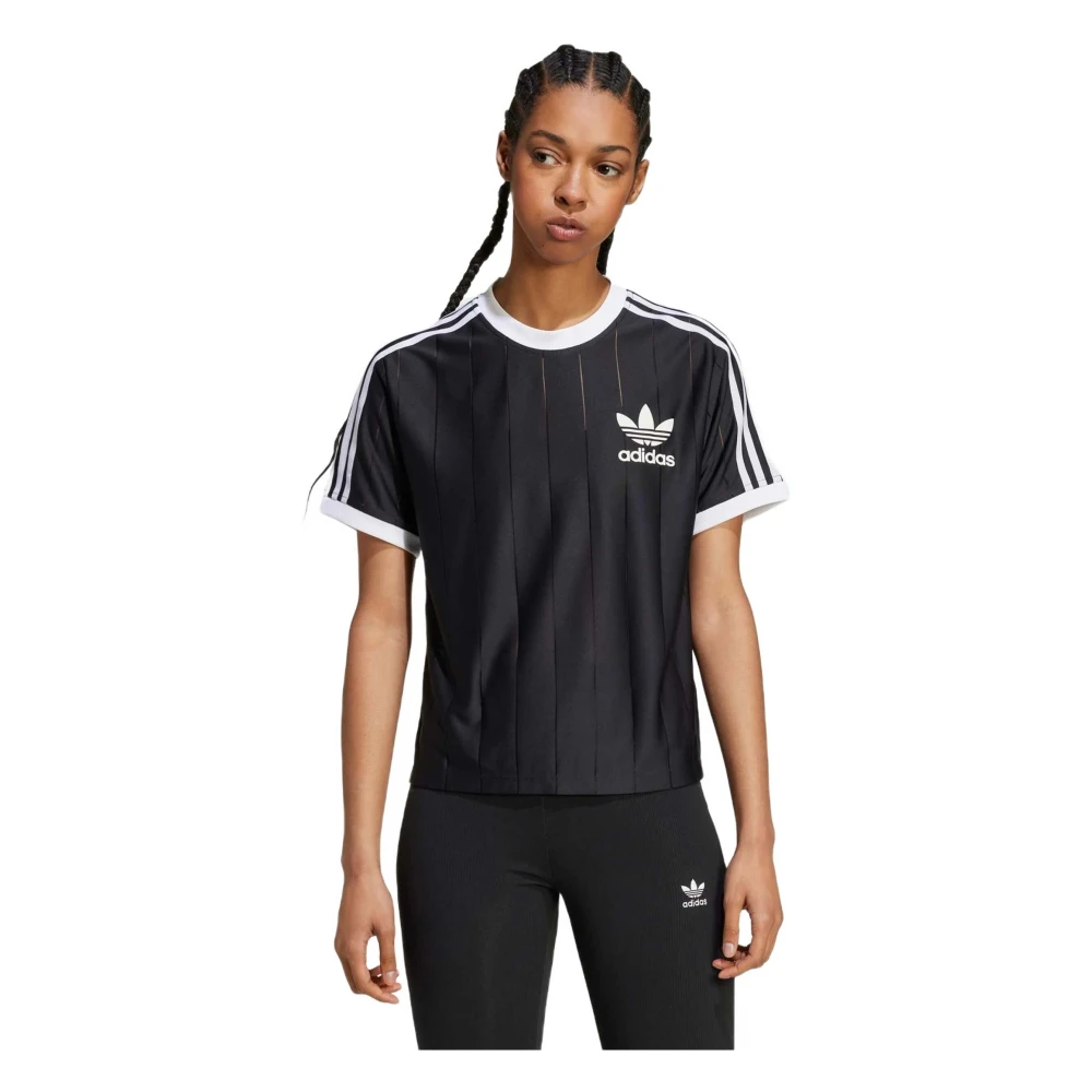 Adidas Pinstripe 3 Strepen T-shirt Black Dames