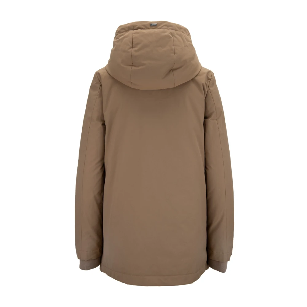 Herno Hooded donsjas met automatische knoop en rits Brown Dames