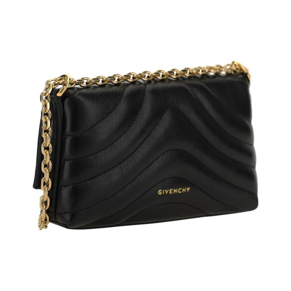 Givenchy Gewatteerde leren portemonnee met kettingriem Black Dames