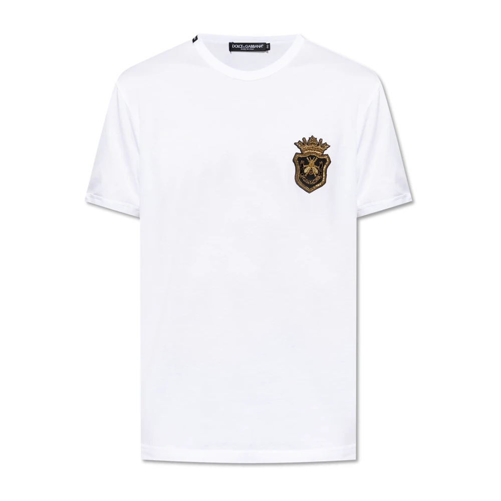 Dolce & Gabbana Men's White T-Shirt With Appliqué