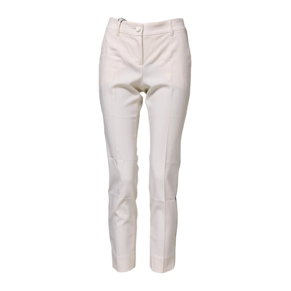 Dolce & Gabbana Women's White Slim-Fit Trousers, 2XS, Wool Tapered High Waist Trousers