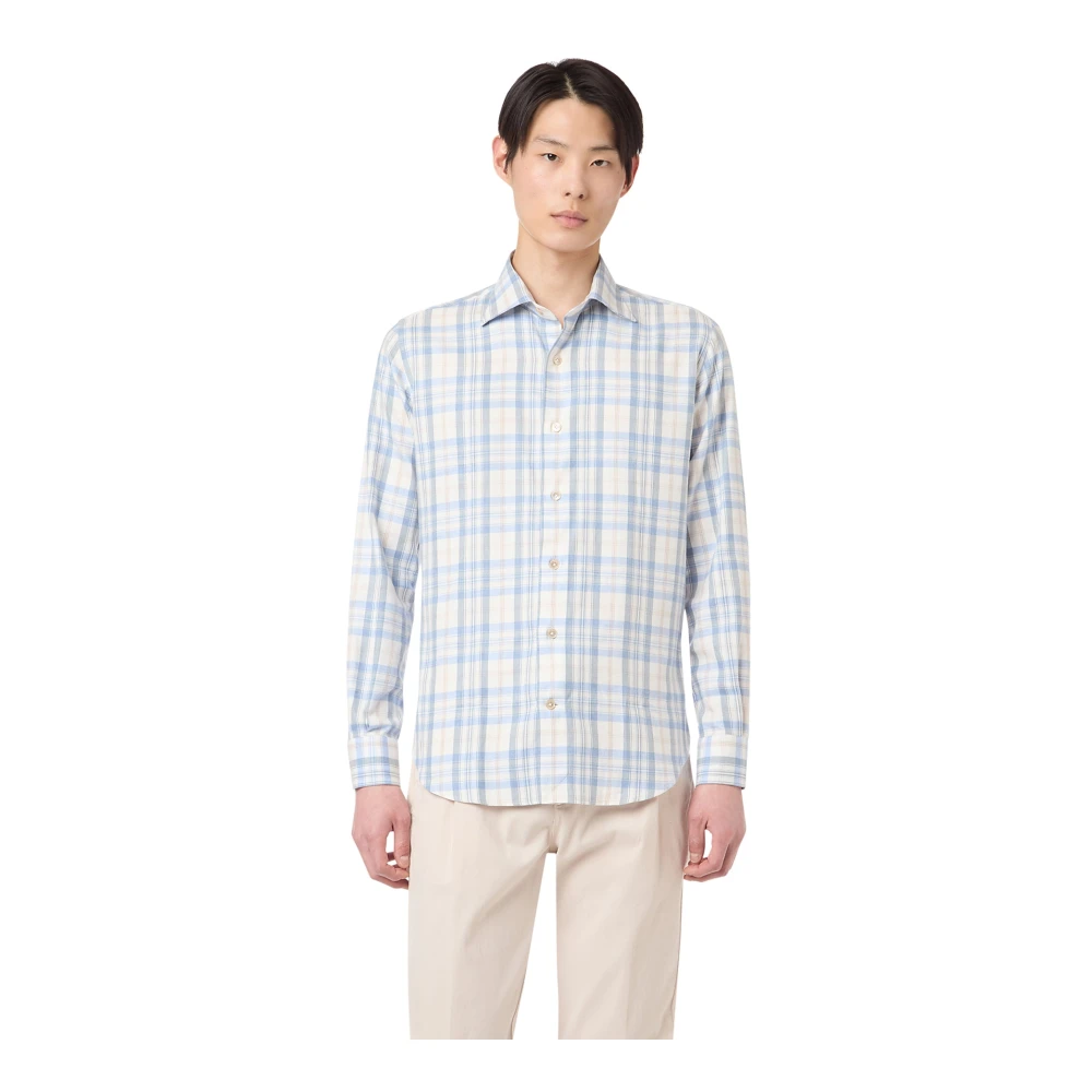 Eleventy Men's Multicolor Casual Shirts, Xl, Checkered Cotton Lyocell Shirt Slim Fit