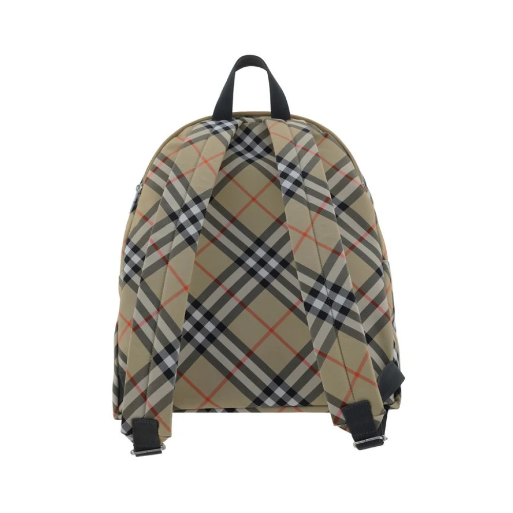Burberry Geruite Rugzak met Verstelbare Banden Beige Heren