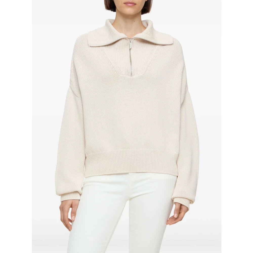 closed Beige Half Zip Trui Beige Dames