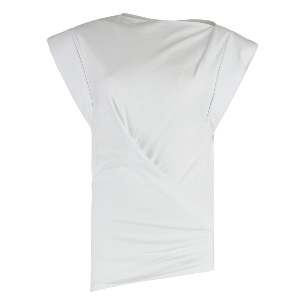 Marant Étoile Women's White T-Shirts, Xs, Cotton Draped T-Shirt