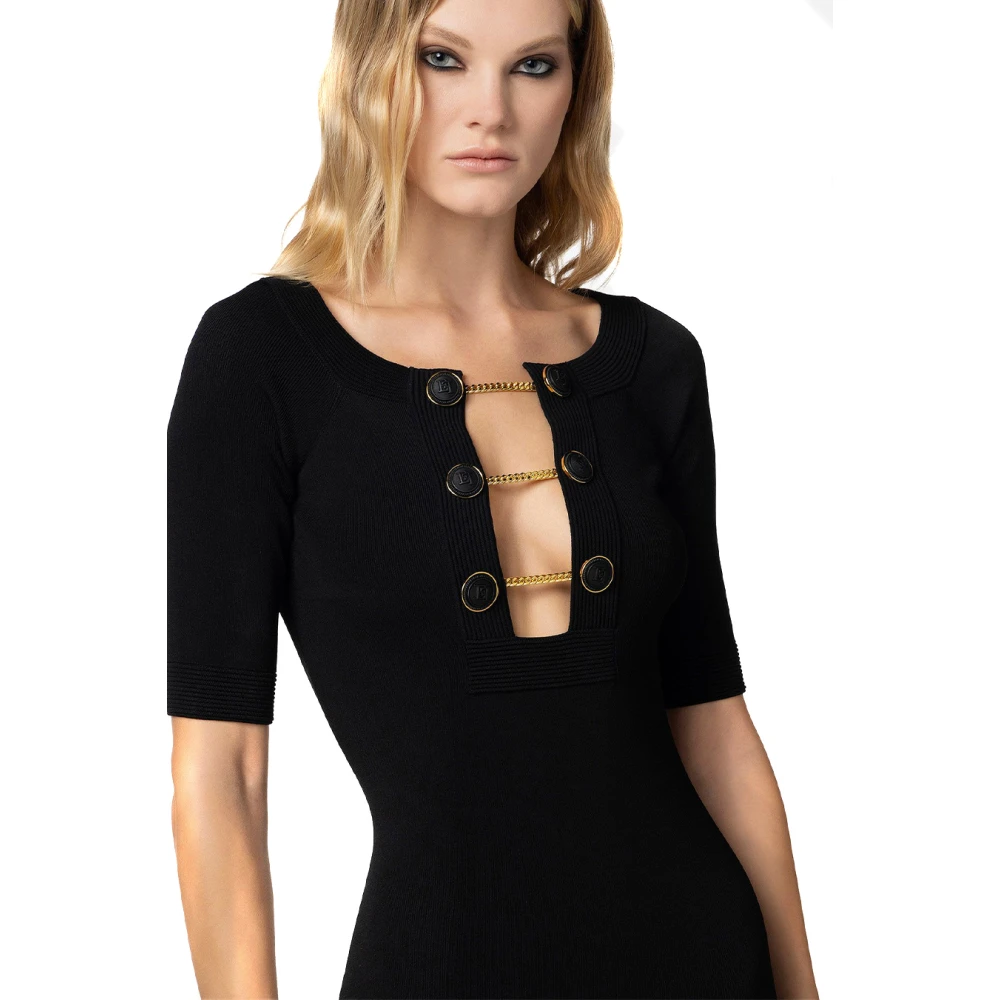 Elisabetta Franchi Zwarte Jurk Ss24 Black Dames