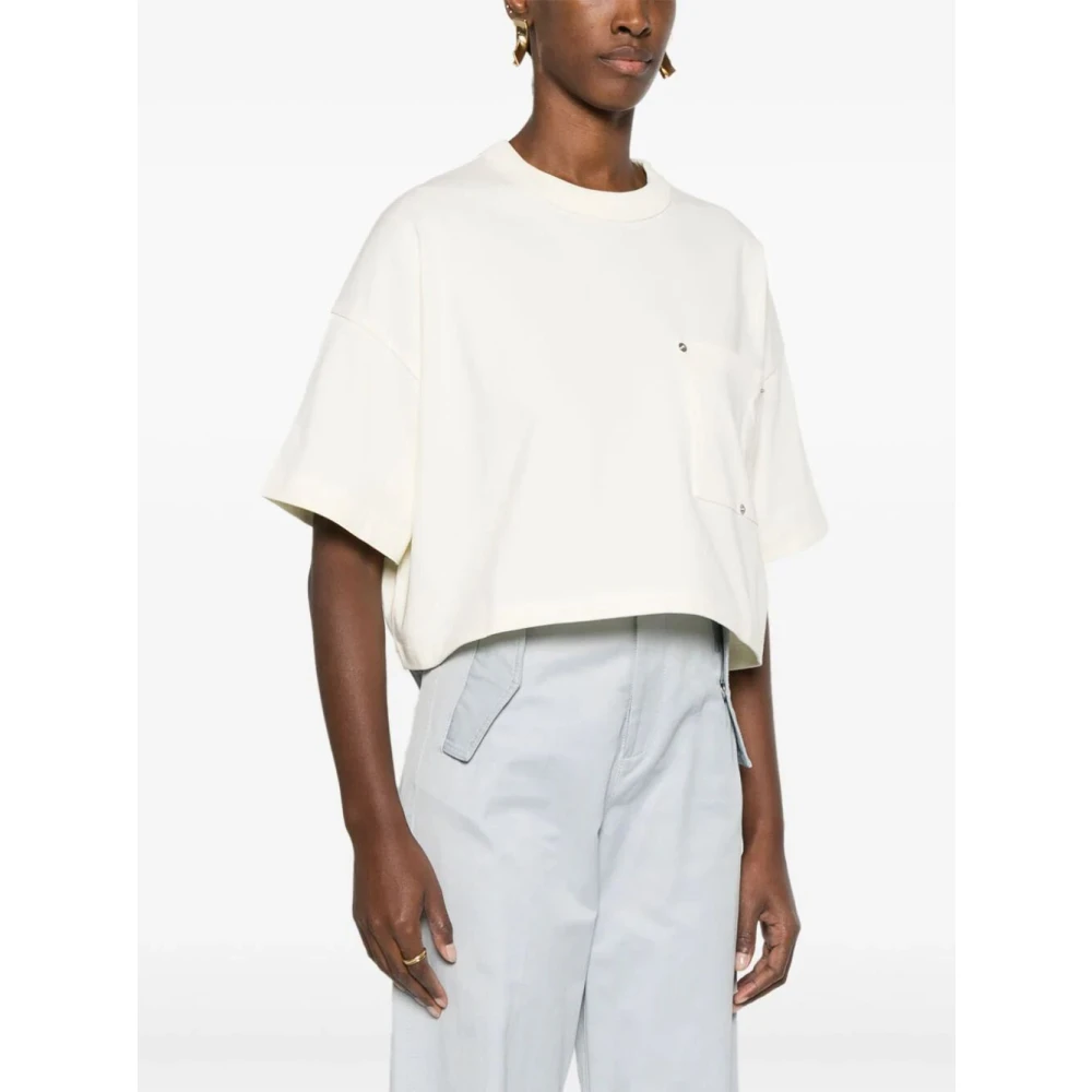 Bottega Veneta Japanse Katoenen T-shirt met Decoratieve Stiksels White Dames
