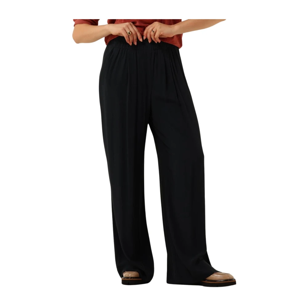 By-Bar Chic Viscose Wijde Broek Black Dames