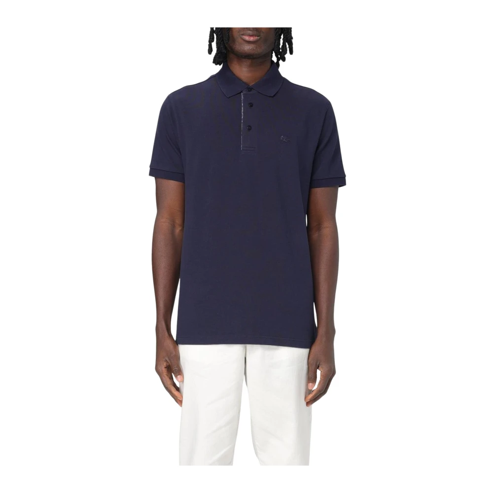 Etro Polo Shirts, Male, M, Polo Shirt Short Sleeves Blue