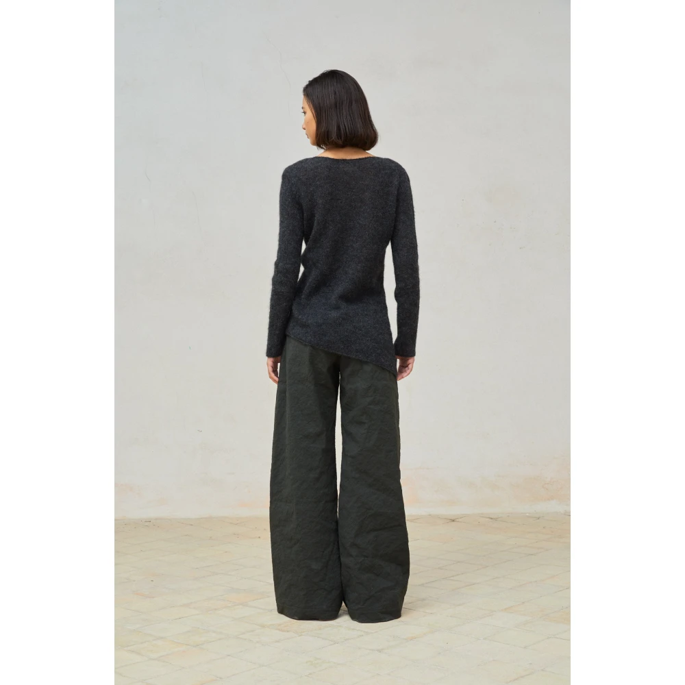 Cortana Metallic Draad Rechte Pijp Broek Black Dames