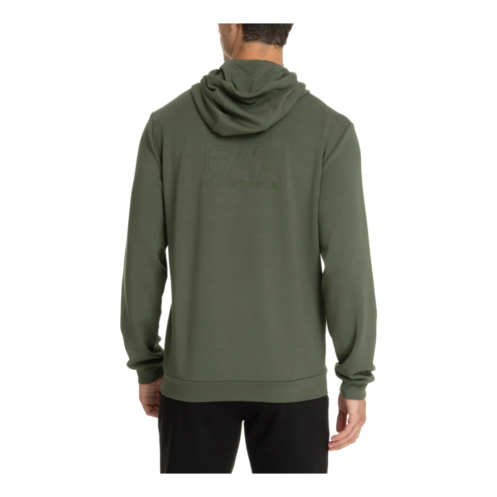 Emporio Armani EA7 Hoodie met rits en logo Green Heren